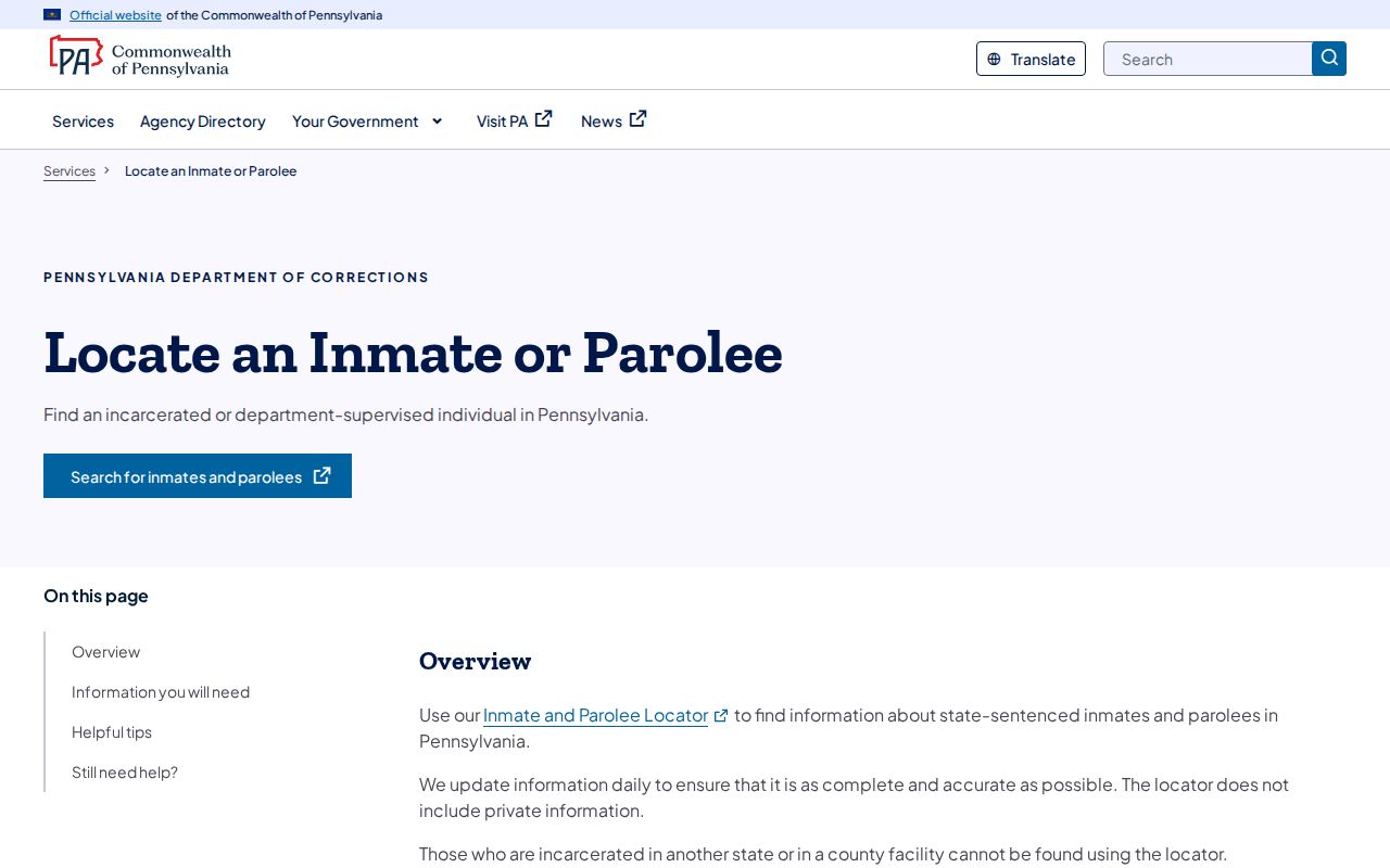 Erie County parole and probation official Pennsylvania locator service